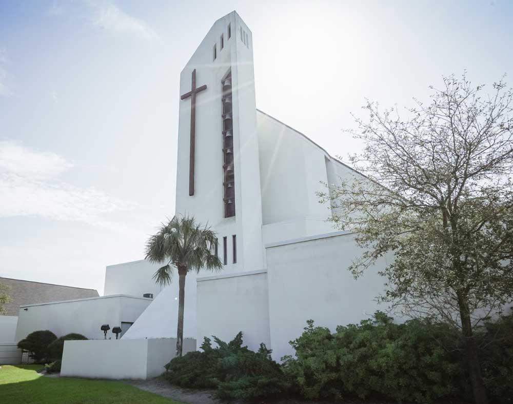 Front of church building