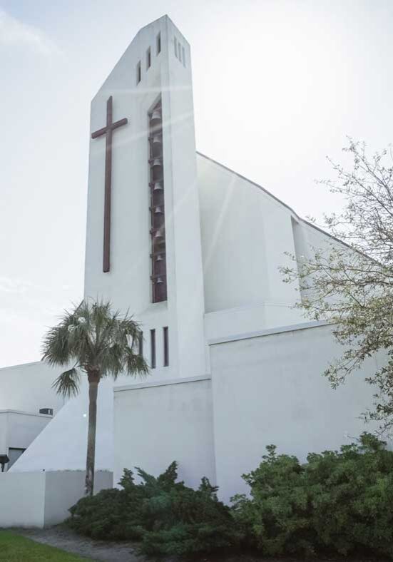 Front of church building